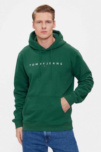 Tommy Jeans ανδρική μπλούζα φούτερ με κουκούλα και λογότυπο Regular Fit - DM0DM17985 Πράσινο